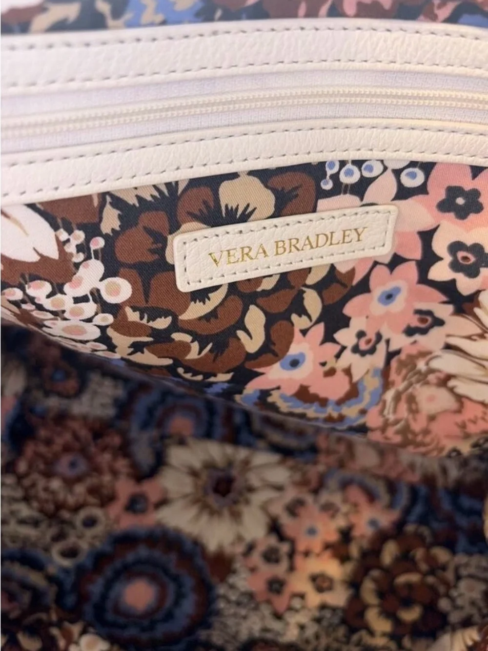 Vera Bradley White Quilted Tote with Double Straps